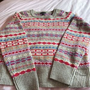 J.Crew Fair Isle Creneck Sweater Large Preppy
